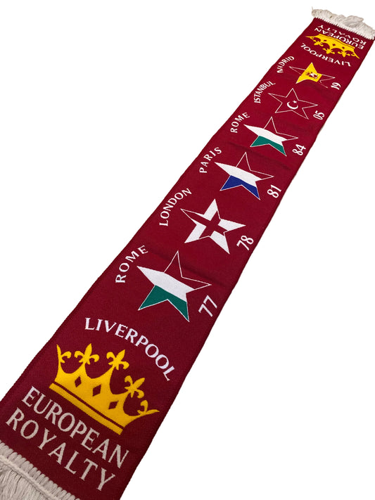 Liverpool FC 6 Times Champions League Winners Scarf – European Royalty HD Football Scarf (Unofficial LFC Fan Scarf)