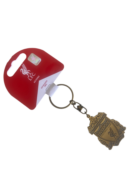 Official Liverpool FC Bronze Crest Keyring – LFC Vintage Shield Badge, Metal Logo Key Ring, Souvenir Gift
