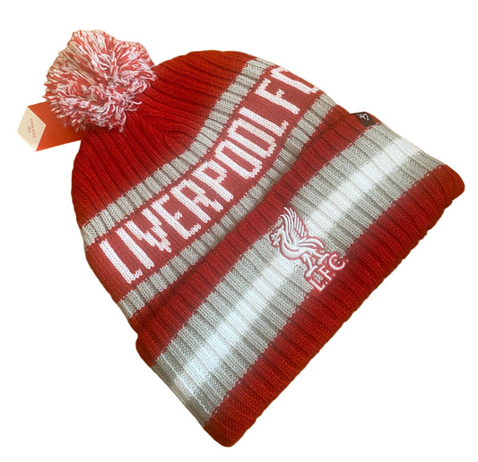 Liverpool FC Knitted Bobble Hat – Official LFC Red & White Winter Beanie with Pom Pom | Liverpool Football Club Hat