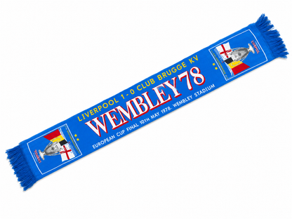 Liverpool Wembley 78 Scarf – European Cup Final 1978 Liverpool vs Club Brugge Retro Football Scarf