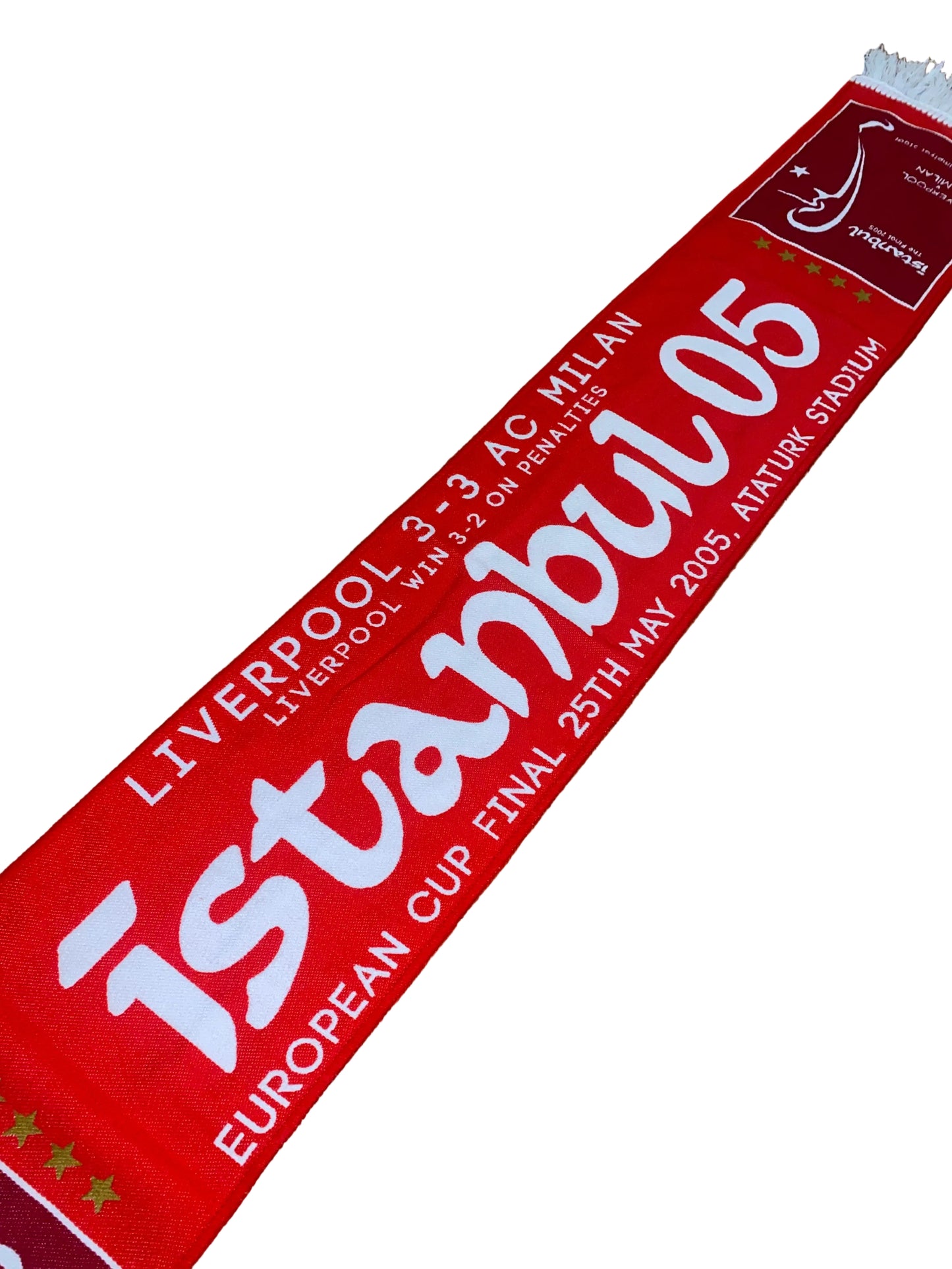 Liverpool Istanbul 2005 Scarf – European Cup Final 2005 Liverpool vs AC Milan Retro Football Scarf