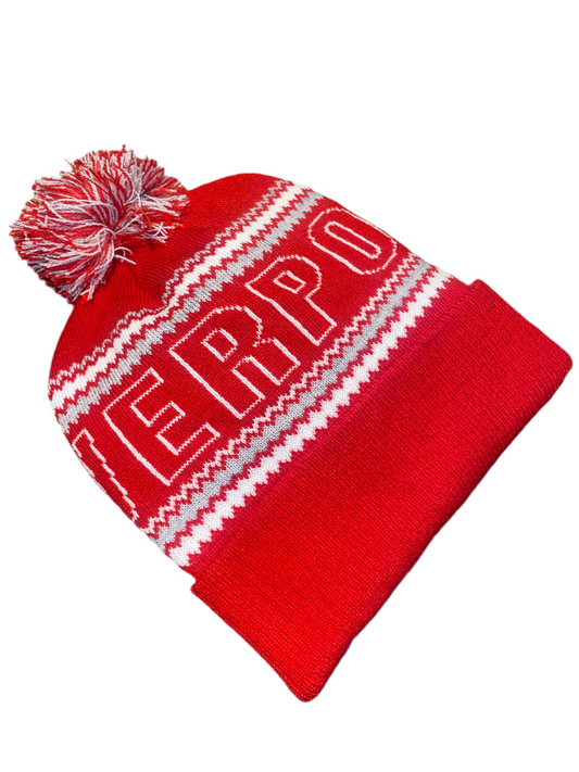 Liverpool FC Bobble Hat – Classic Red & White Beanie with Pom | YNWA Supporters Winter Hat