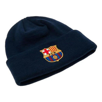 Official FC Barcelona Navy Knit Hat – FCB Crest Winter Beanie