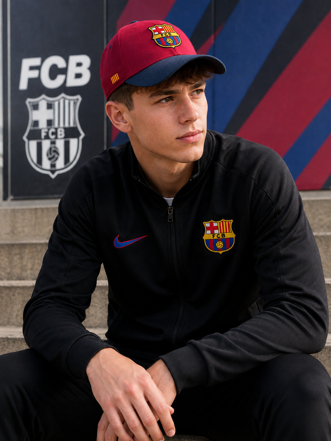 Official FC Barcelona Crest Baseball Cap – Red & Navy Adjustable Club Cap