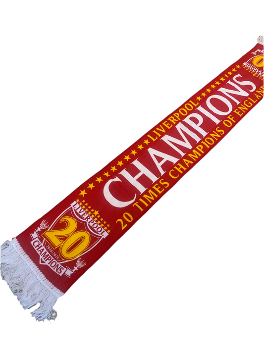 Liverpool FC Champions Scarf – 20 Times Champions of England | HD Knit Football Scarf