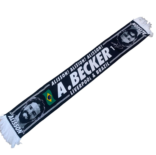 Liverpool FC No.1 Alisson Becker HD Scarf – Black Monochrome Edition (Brazil & LFC Supporters)