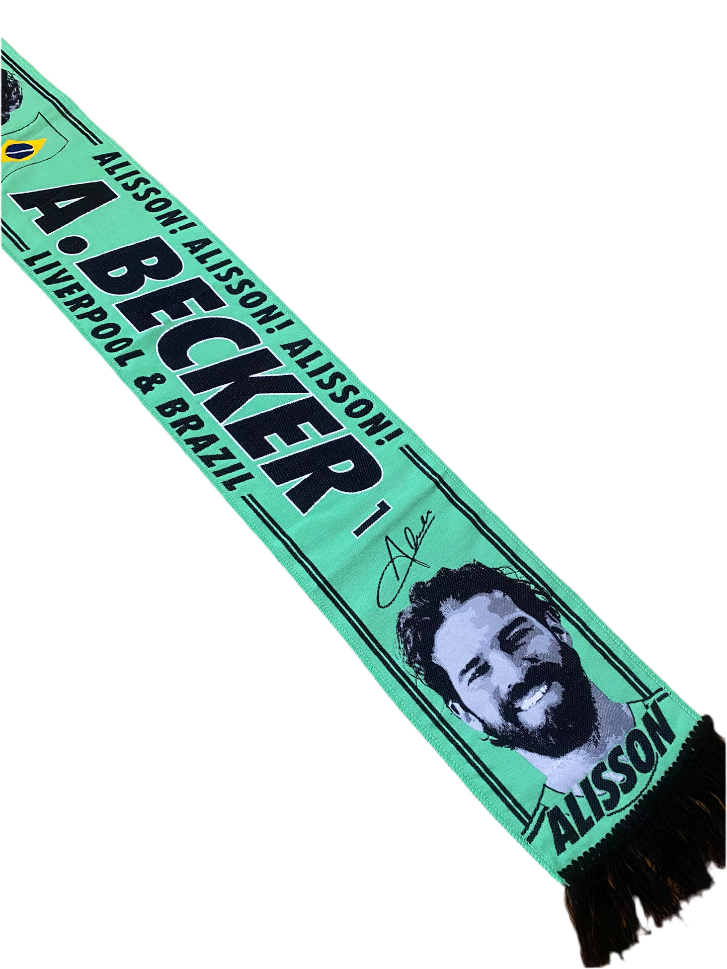 Liverpool FC Alisson Becker HD Scarf – Bright Green Goalkeeper Edition (Brazil & LFC Supporters)
