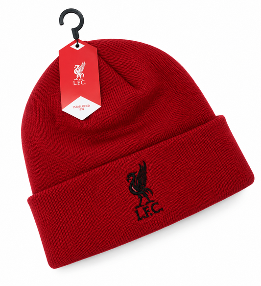 Official Liverpool FC Red Beanie Hat – Embroidered Liver Bird Crest