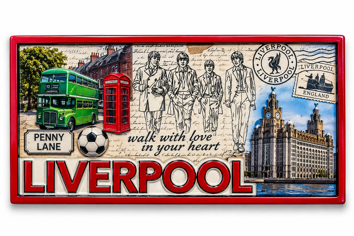 Liverpool Retro City Fridge Magnet – Music & Landmark Souvenir
