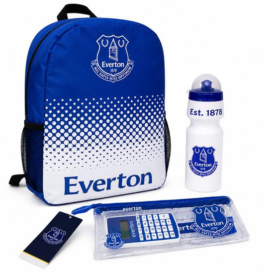 Everton FC Official Back to School Bundle – Backpack, Water Bottle & Stationery Set
