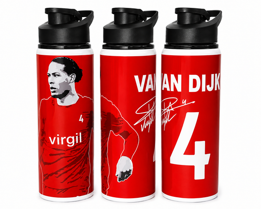 Virgil van Dijk Water Bottle | Liverpool FC Merchandise | Limited Edition Sports Flask for Football Fans