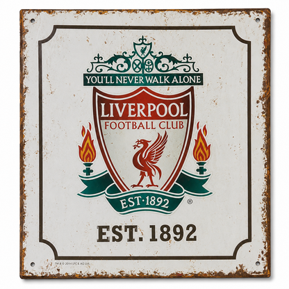 Liverpool FC Nostalgia Logo Metal Sign | Est. 1892 Vintage Design