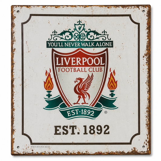 Liverpool FC Nostalgia Logo Metal Sign | Est. 1892 Vintage Design