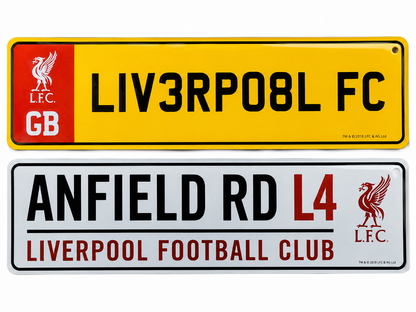 Liverpool FC Fridge & Window Sign 2-Pack | Anfield Road & Number Plate Design