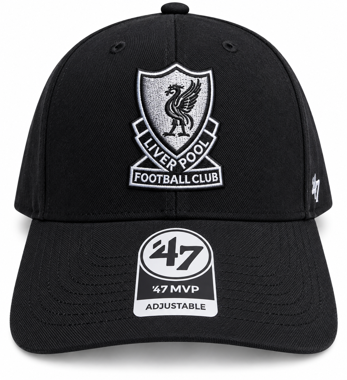 Official Liverpool FC ’47 MVP Black Cap – Retro Crest Adjustable LFC Hat