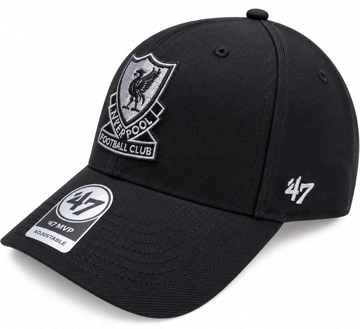 Official Liverpool FC ’47 MVP Black Cap – Retro Crest Adjustable LFC Hat