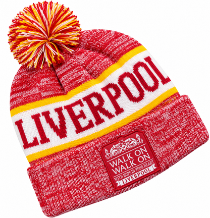 Liverpool-Inspired Red & Yellow “Walk On” Bobble Hat