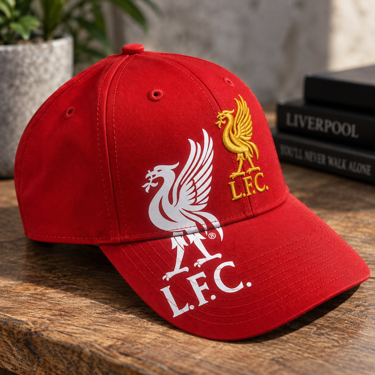 Official Liverpool FC Red Baseball Cap – Gold & White Dual Crest