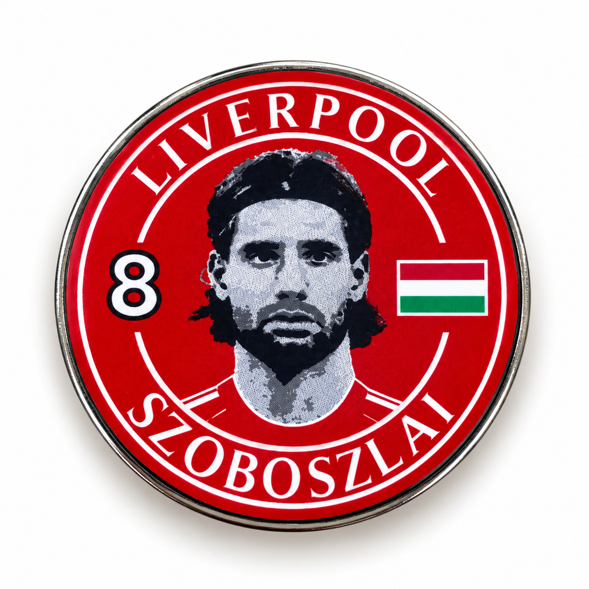 Dominik Szoboszlai No. 8 red Liverpool-inspired football magnet with Hungary flag
