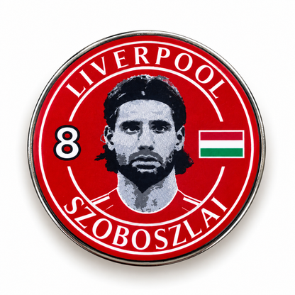 Dominik Szoboszlai No. 8 red Liverpool-inspired football magnet with Hungary flag