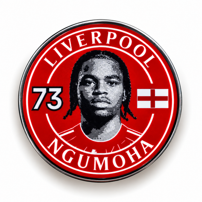 Rio Ngumoha No. 73 red Liverpool-inspired football magnet with England flag