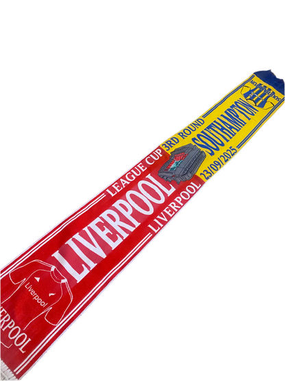Liverpool vs Southampton Scarf – League Cup 3rd Round 23/09/2025 Anfield Matchday Souvenir