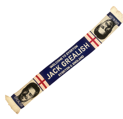 Everton FC Jack Grealish Welcome Scarf – Blue & White Jacquard Fan Scarf