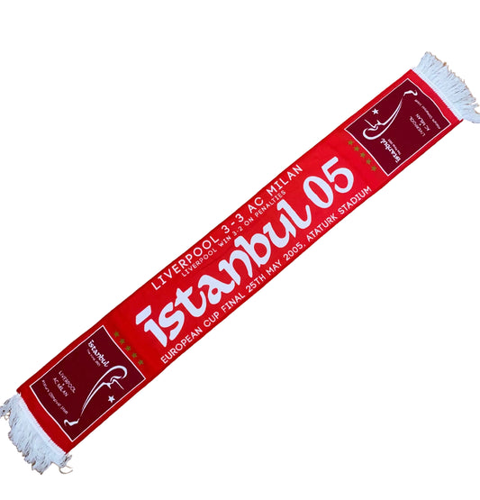 Liverpool Istanbul 2005 Scarf – European Cup Final 2005 Liverpool vs AC Milan Retro Football Scarf