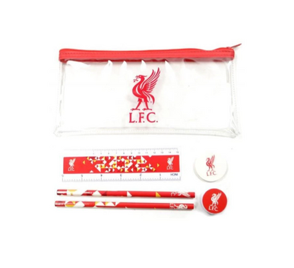 Official Liverpool FC 6 Piece Stationery Set – Pencil Case, Pencils, Ruler, Eraser & Sharpener | LFC School & Office Supplies