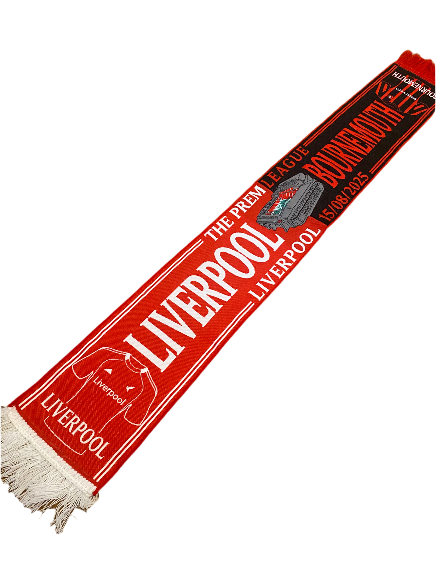 Liverpool vs Bournemouth Scarf – Premier League 15/08/2025 Anfield Matchday Souvenir