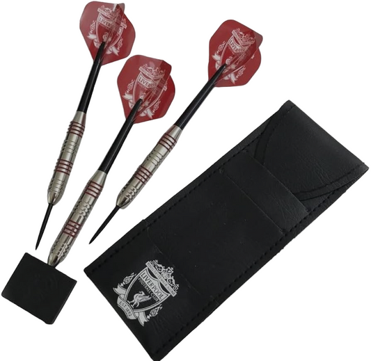 Liverpool FC Official Dart Set – 3 x 23g Steel Tip Darts with Flights & Case | LFC Licensed Football Gift