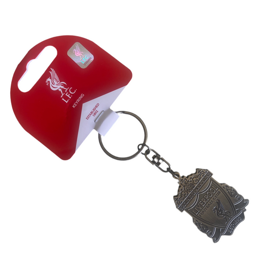 Official Liverpool FC Silver Crest Keyring – LFC Vintage Shield Logo Key Ring, Metal Badge, Souvenir Gift