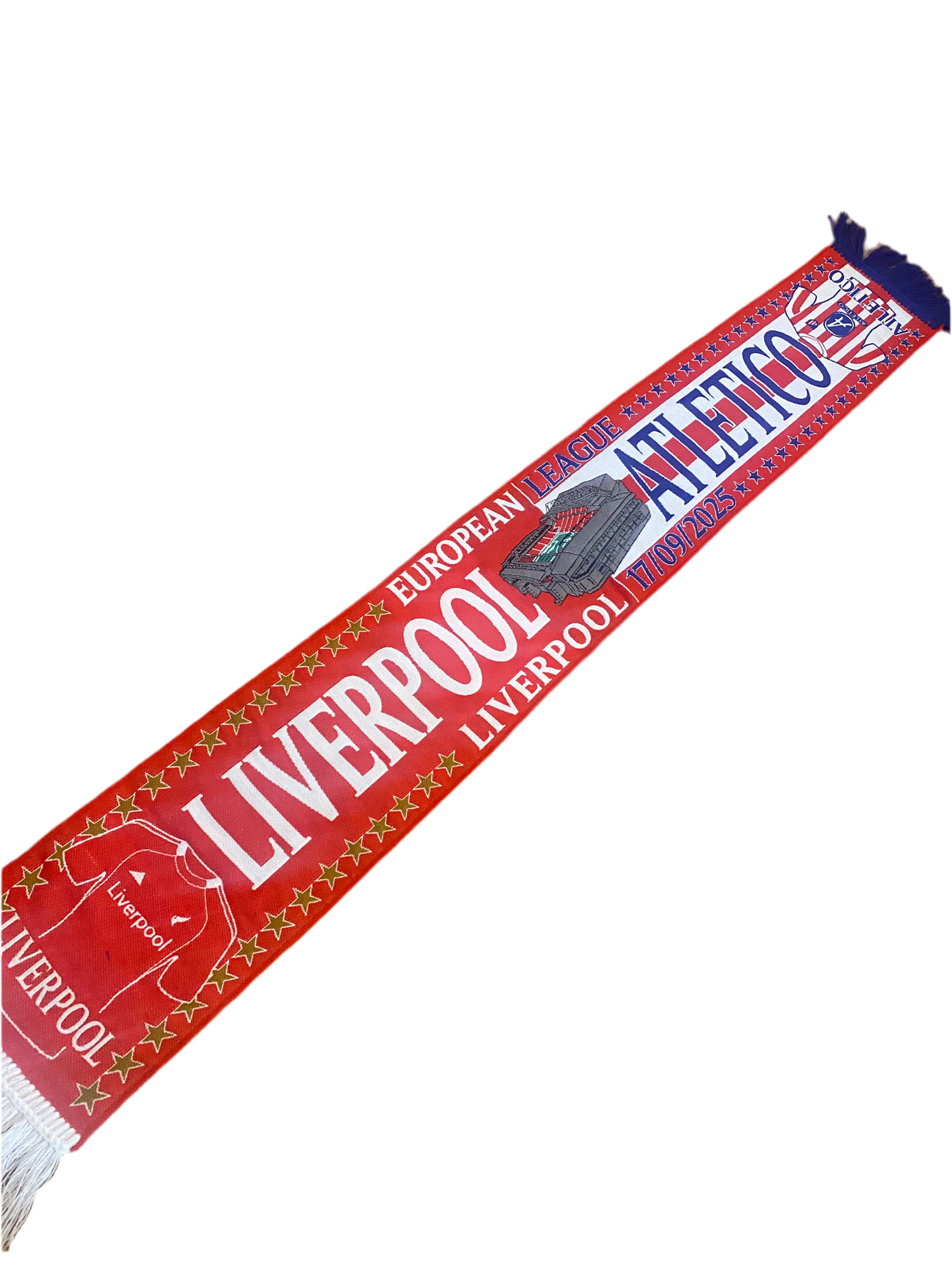 Liverpool vs Atletico Madrid Scarf – European League 17/09/2025 Anfield Matchday Souvenir