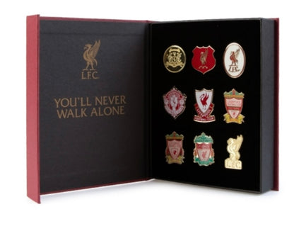 Liverpool FC 9-Piece Crest Badge Set | Official LFC Collectors Gift Box | Historic Club Emblems Collection