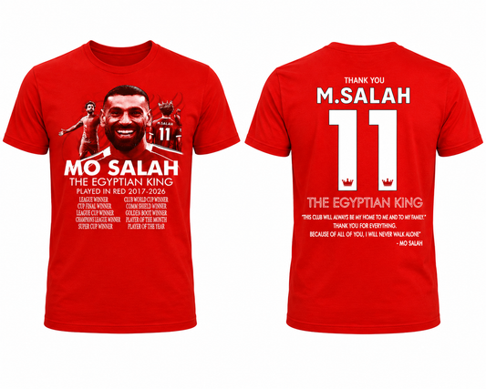 Mohamed Salah Liverpool Kids T-Shirt – “Thank You Mo Salah 11” Red Tribute Tee | Egyptian King LFC Farewell Shirt 2017–2026