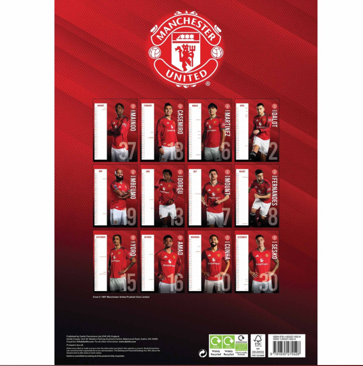Manchester United FC Official 2026 Calendar – Man United Wall Calendar Featuring First Team Players | Official Licensed Football Gift