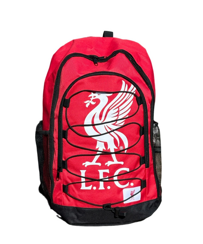 Liverpool FC Official Big Logo Bungee Backpack – Red School Bag | LFC Crest | Lightweight Sports & Travel Rucksack