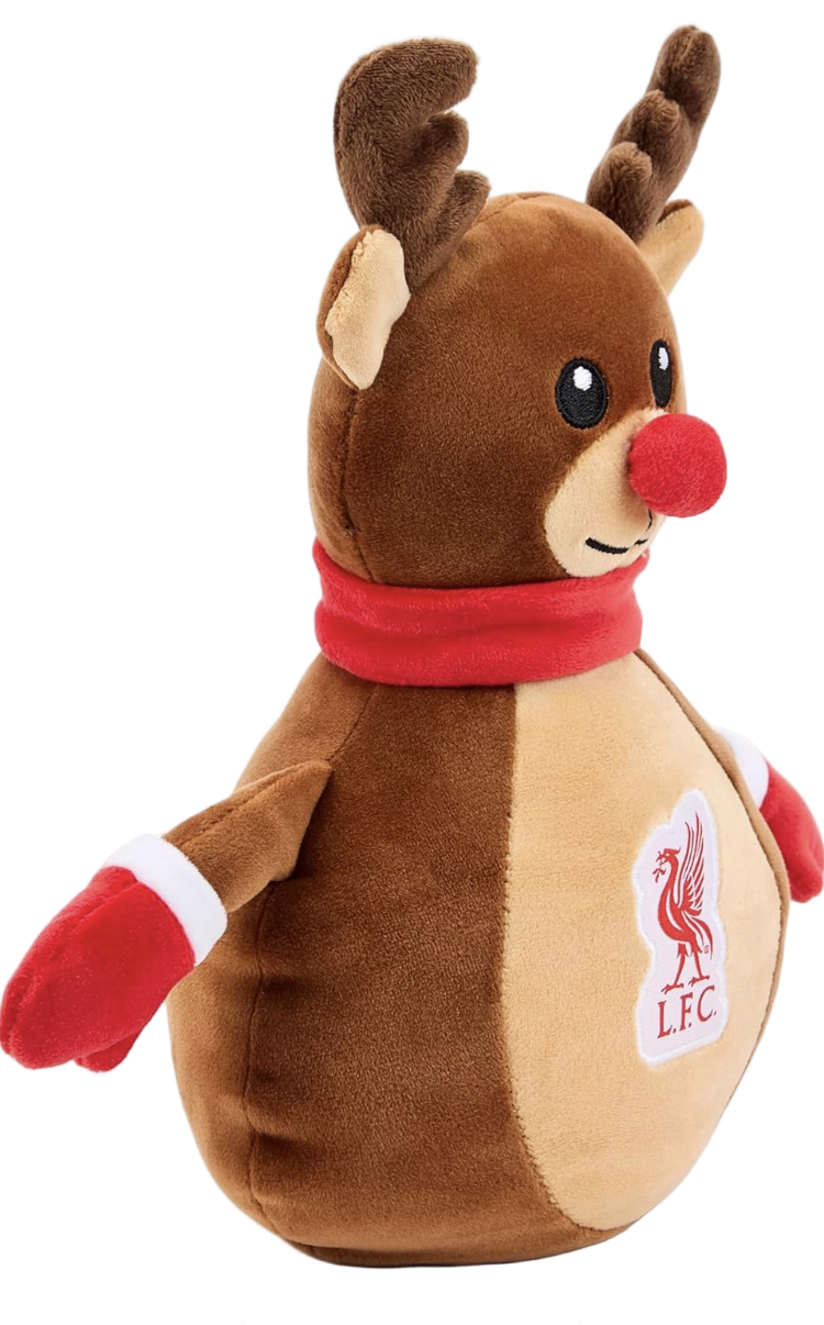 Liverpool FC Official Reindeer Squashie Soft Toy – Christmas LFC Plush
