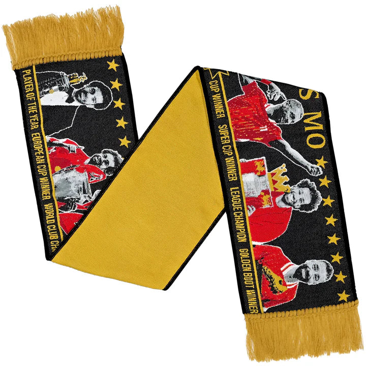 Liverpool FC Mohamed Salah Black & Gold Legend Scarf – LFC “Thanks For The Memories Mo” Tribute Scarf | Liverpool Gift | Premium Fan Memorabilia