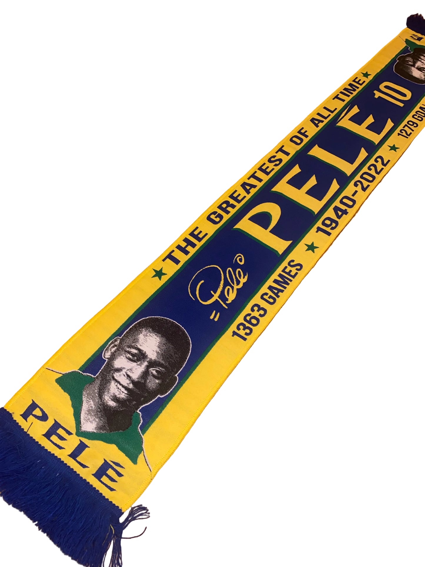 Pelé Brazil No.10 Football Legend Scarf – The Greatest of All Time GOAT Tribute – Unofficial