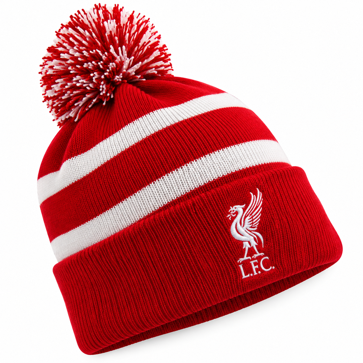 Official Liverpool FC ’47 Brand Youth Mass Breakaway Bobble Hat – Red & White