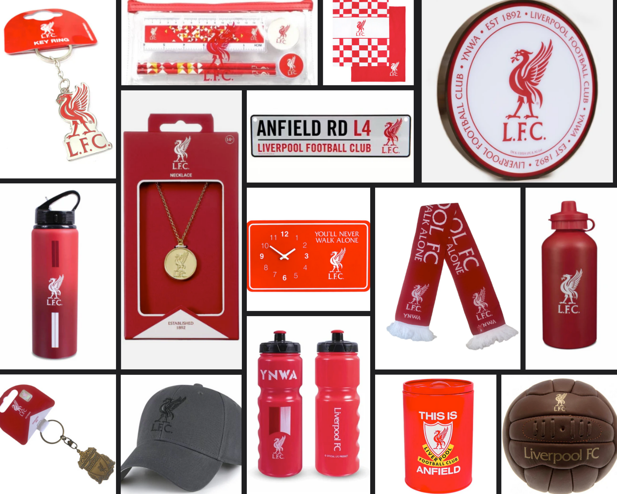 Official LFC merchandise for fans and collectors. LFC merchandise including scarves, hats, bottles, keyrings, balls, caps. Liverpool Football Club Merchandise. 
