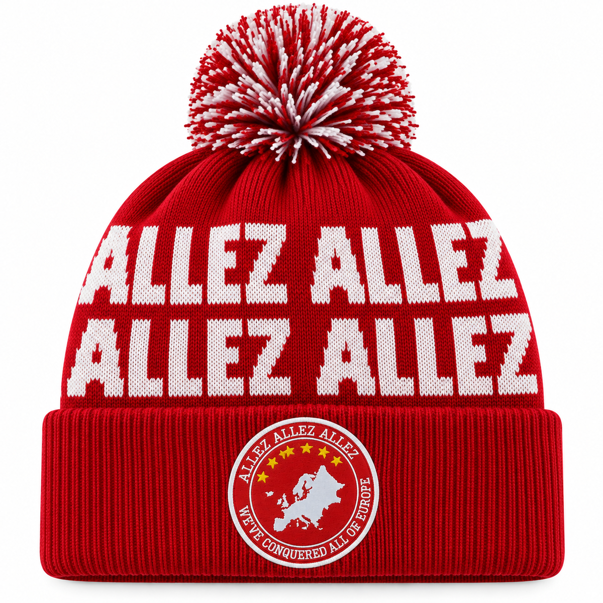 Liverpool FC Allez Allez Allez Bobble Hat – Red & White – Unofficial
