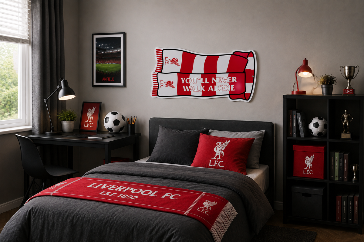 Liverpool FC “You’ll Never Walk Alone” Wall Scarf Sign – Official LFC Home Décor | Anfield Supporters Gift