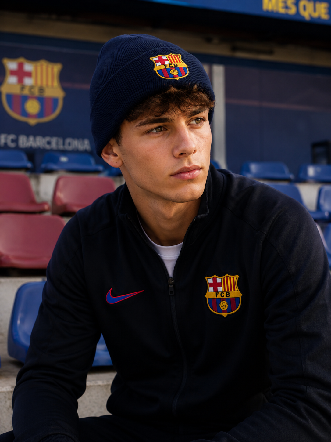 Official FC Barcelona Navy Knit Hat – FCB Crest Winter Beanie