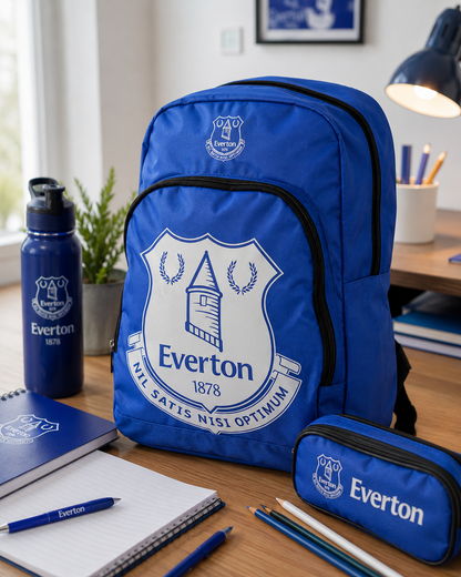 Everton FC Backpack – Blue & Silver Crest School Bag Rucksack