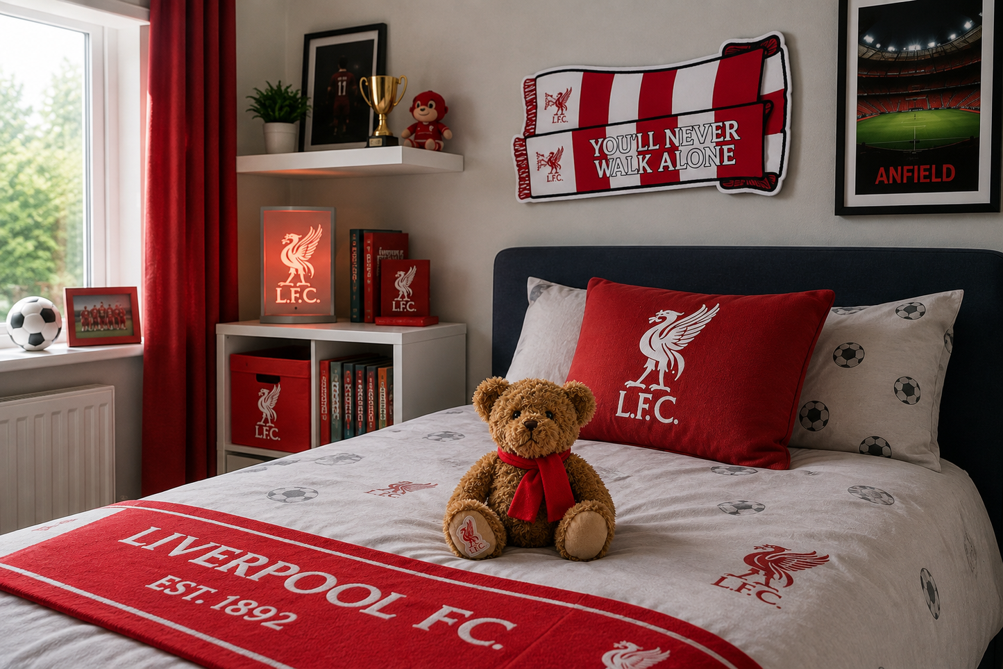 Official Liverpool FC Teddy Bear with Red Scarf – LFC Soft Plush Toy