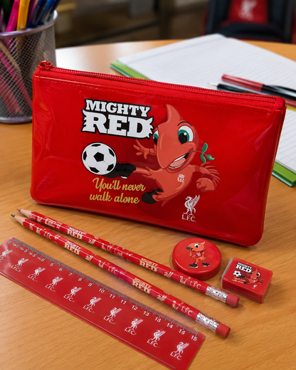 Official Liverpool FC Mighty Red Pencil Case & Stationery Set – Kids LFC School Set