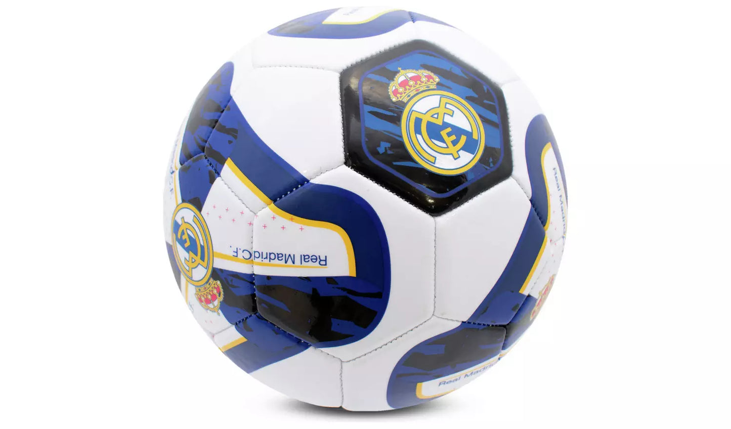 Official Real Madrid Football – White, Navy & Gold Club Crest Ball