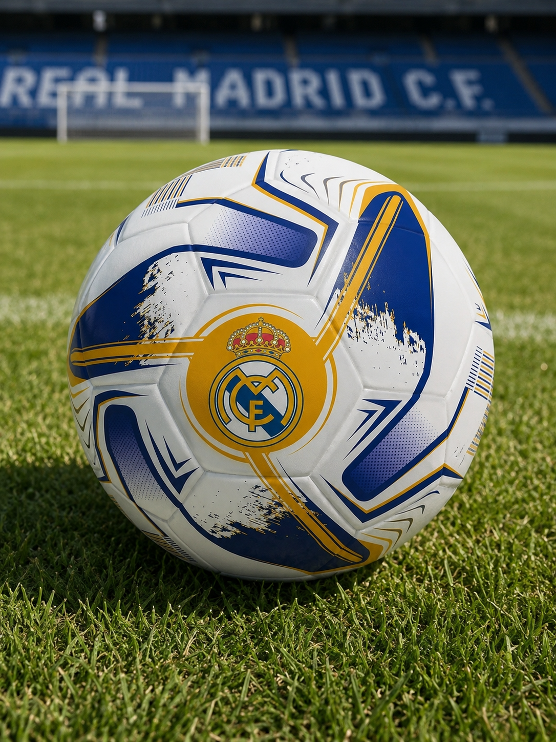 Official Real Madrid Size 5 Football – White, Blue & Gold Club Crest Ball